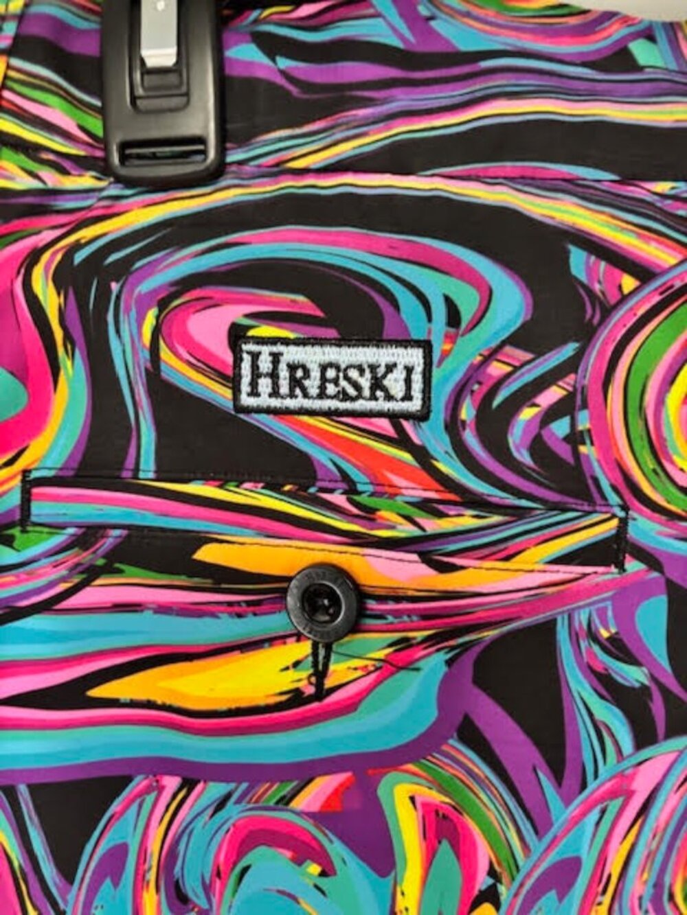 Hreski Men's Golf Shorts 36 Multicolor Abstract Stretch Performance Flat Front - Picture 4 of 6